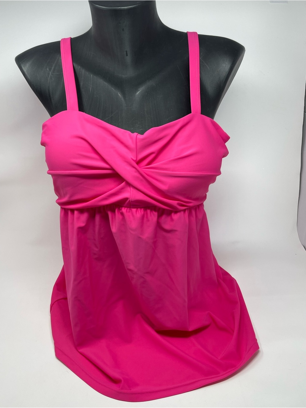 Hot Pink Twist Front Tankini Top